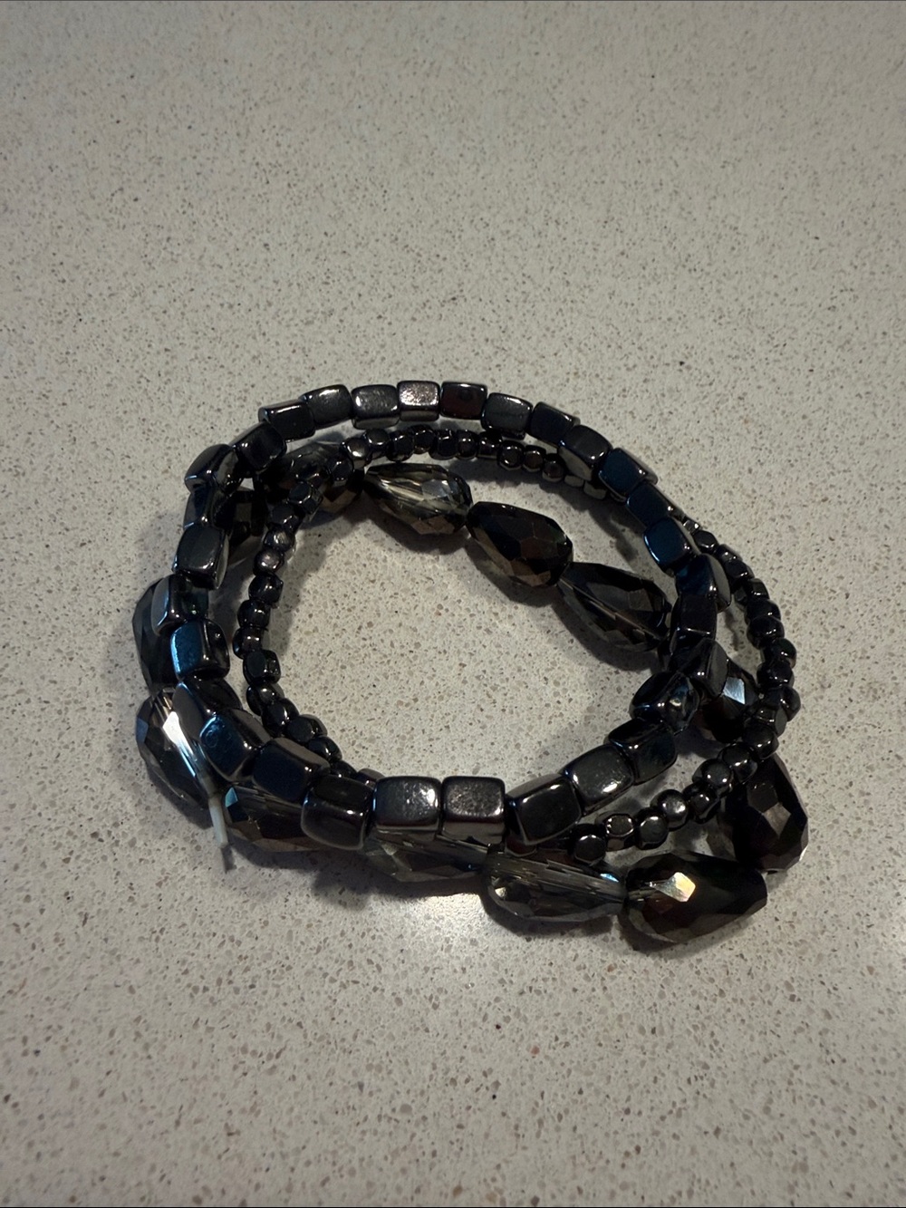 Lane Bryant Metallic Black Multi-Strand Beaded Bracelets